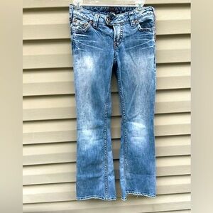Vintage Y2K  Women’s Silver Jeans destructed size 27/31 Tuesday 20”